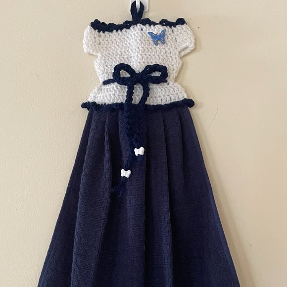 Crochet DressTea Towel, Crochet Dish or Hand Hanging Towel - Picture 7 of 9